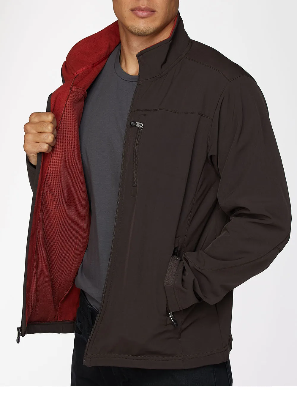 Men's Soft Shell Bonded Jacket-NJ650-Brown-Rust