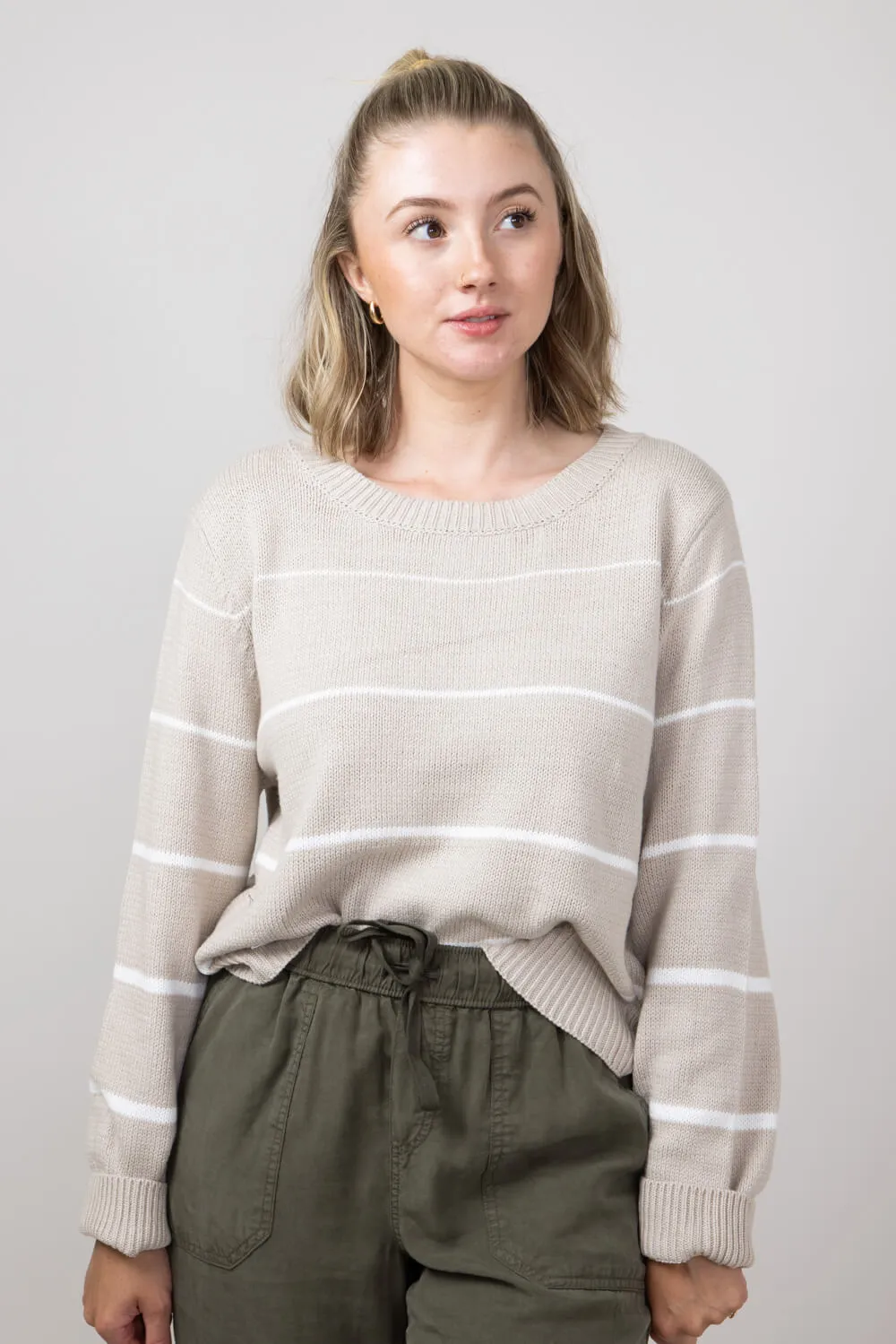 Miracle Striped Sweater for Women in Nude/Ivory | F140-NUDEIVORY