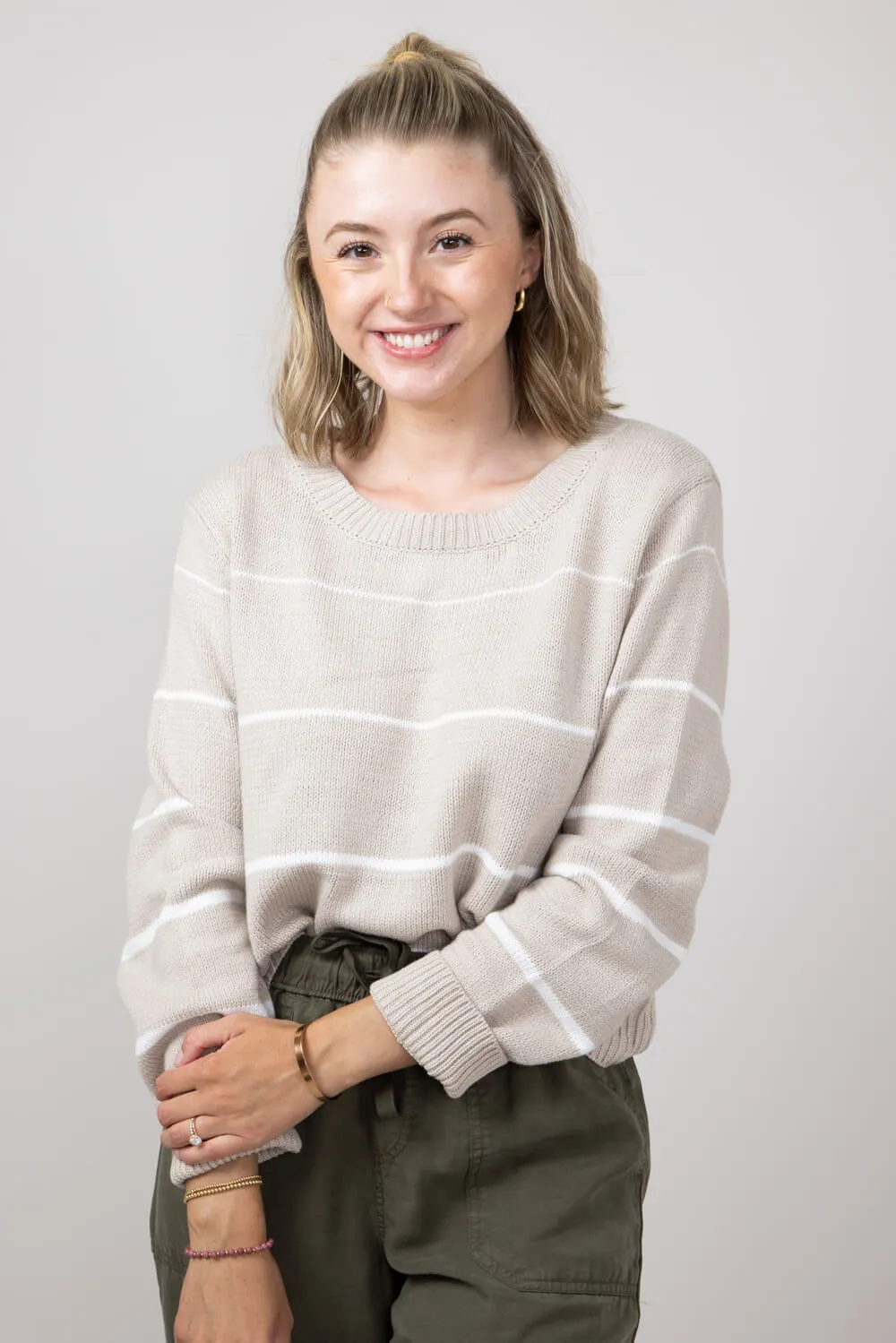 Miracle Striped Sweater for Women in Nude/Ivory | F140-NUDEIVORY