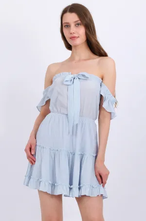 MISS PINKI Khloe Off-shoulder dress in light blue