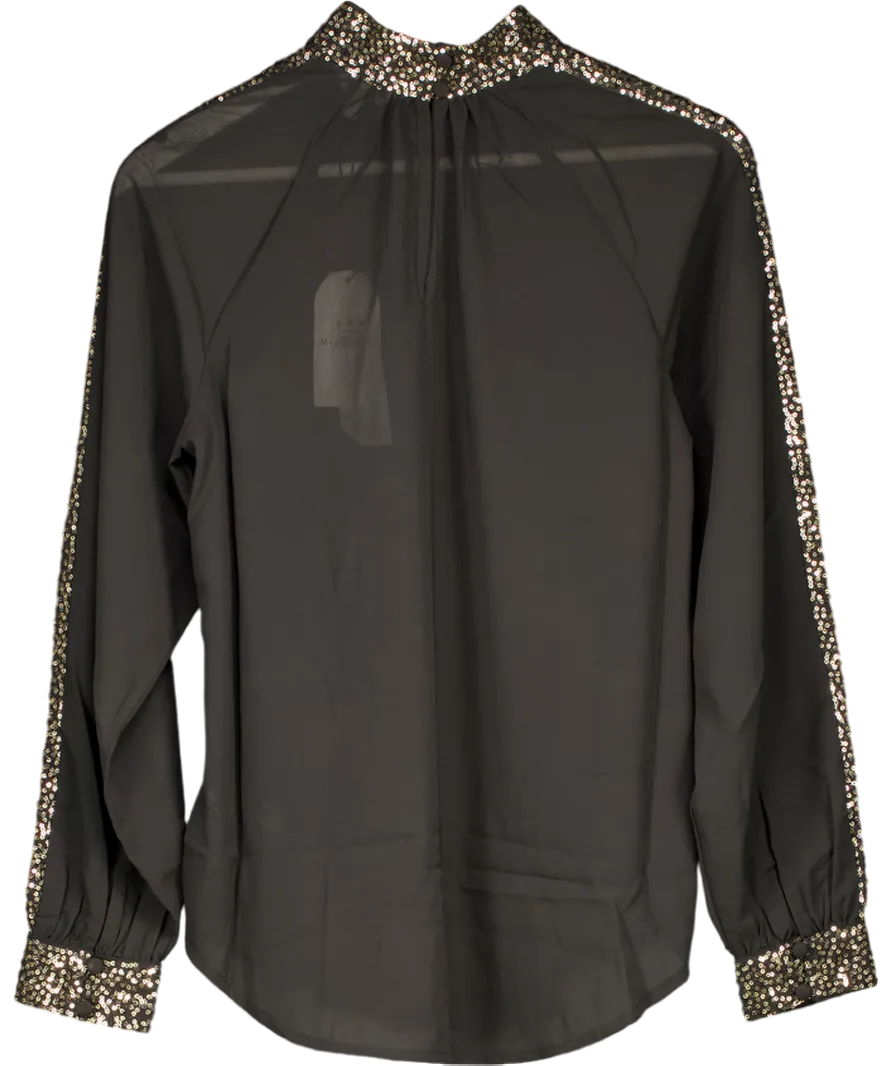 Monsoon Lucy Sequin Blouse Black UK 8
