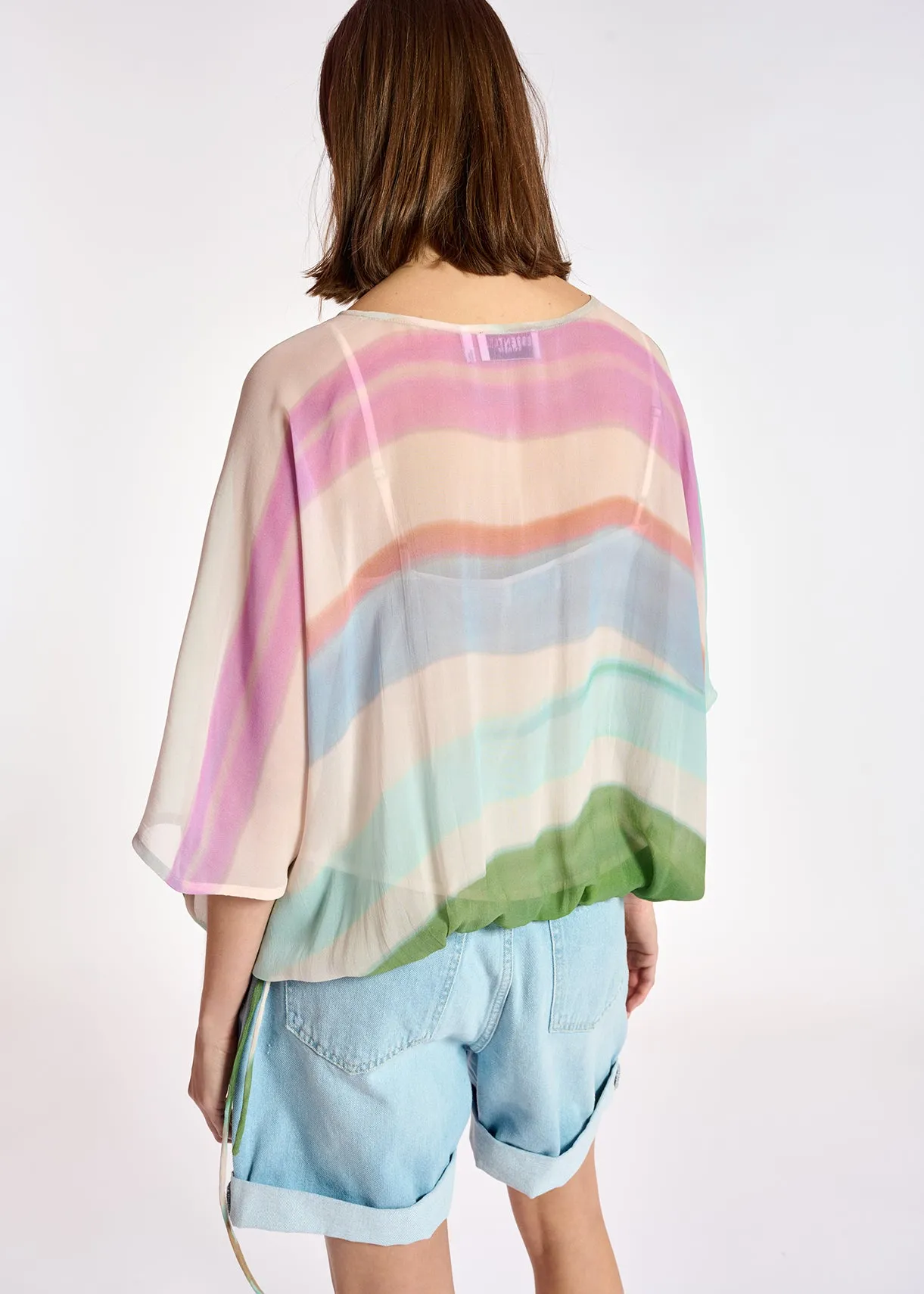 Multicolor voluminous sheer top