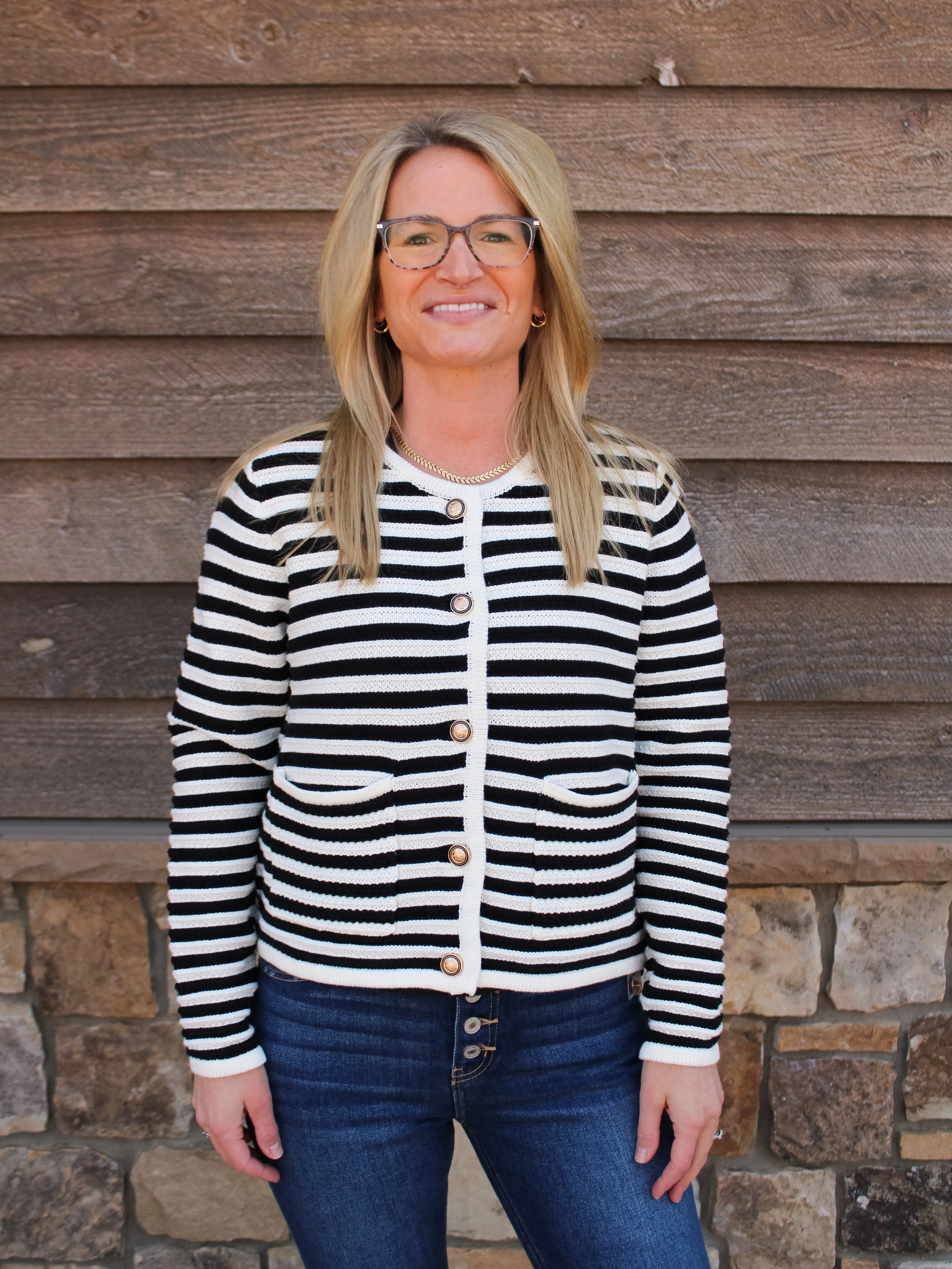 NATALIA STRIPED BUTTON DOWN CARDIGAN
