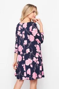 NAVY/PINK FLORAL DRESS