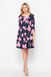NAVY/PINK FLORAL DRESS
