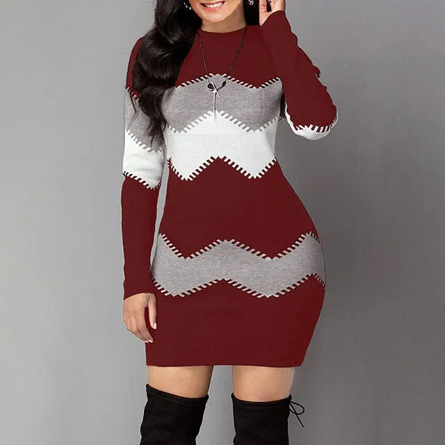 New Fashion Knitted Multi-color Top Water wave striped Long-sleeved Autumn Winter thin Sweater Slim-fit Christmas Sweaters