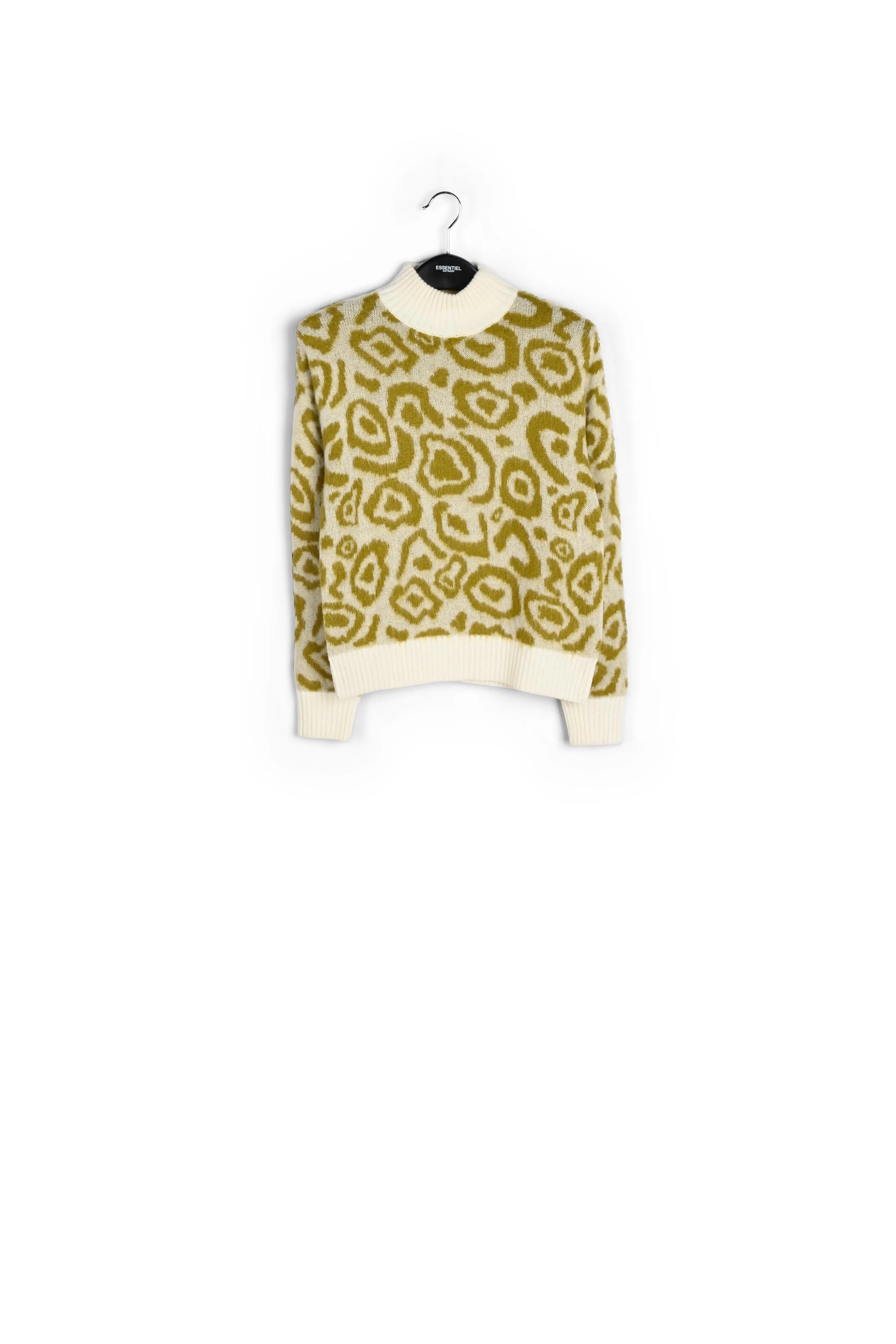 Ochre and off-white leopard-print knit sweater