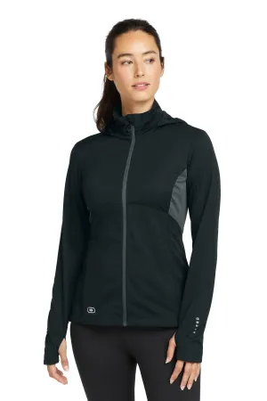OGIO Women's Pivot Soft Shell. LOE721 Blacktop/ Gear Grey