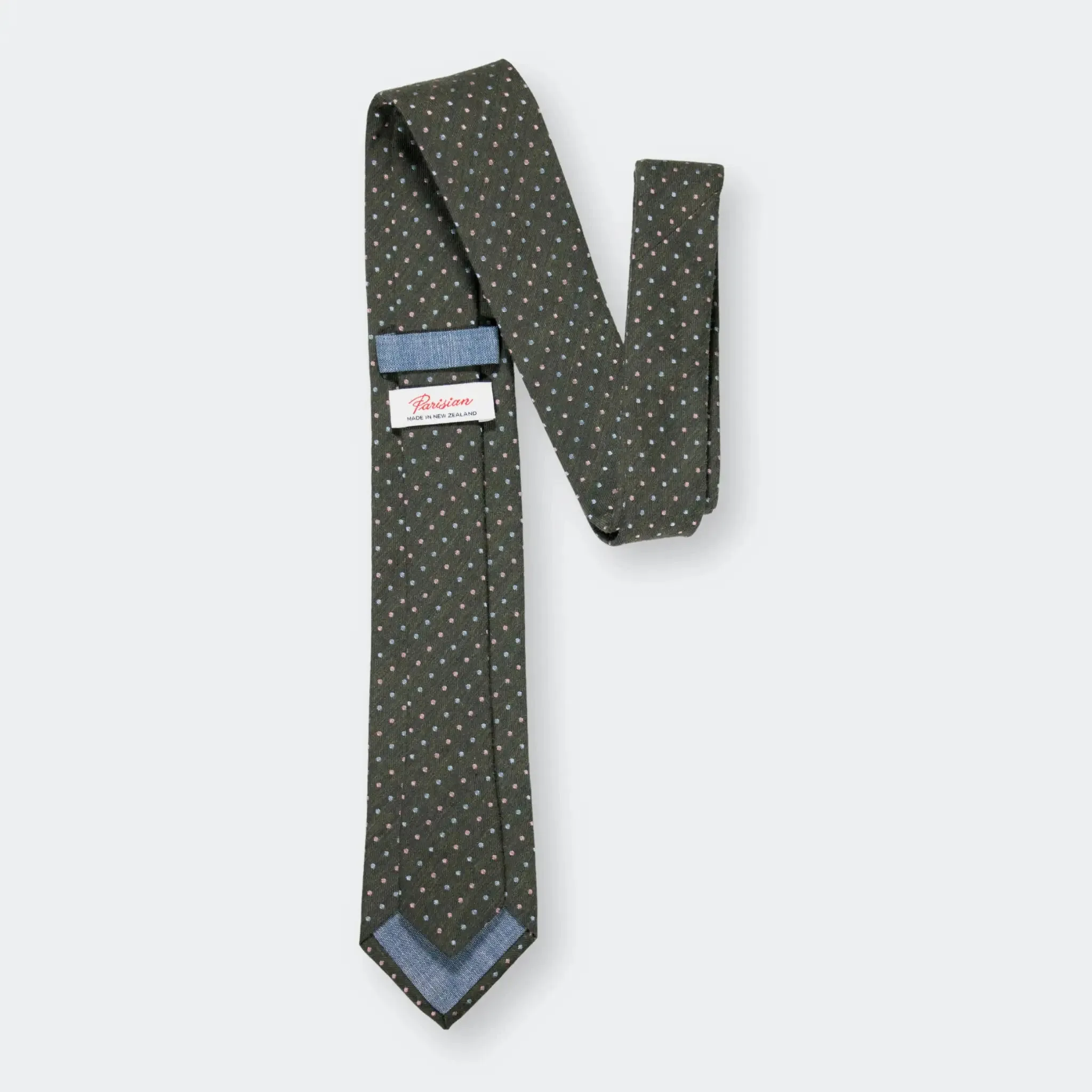 Olive, Sky Blue and Pink Pin-Dot Tie