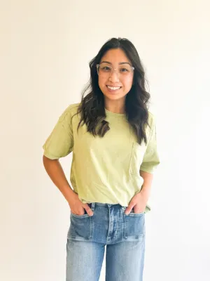 Oversized Mineral Wash Tee in Sage Green