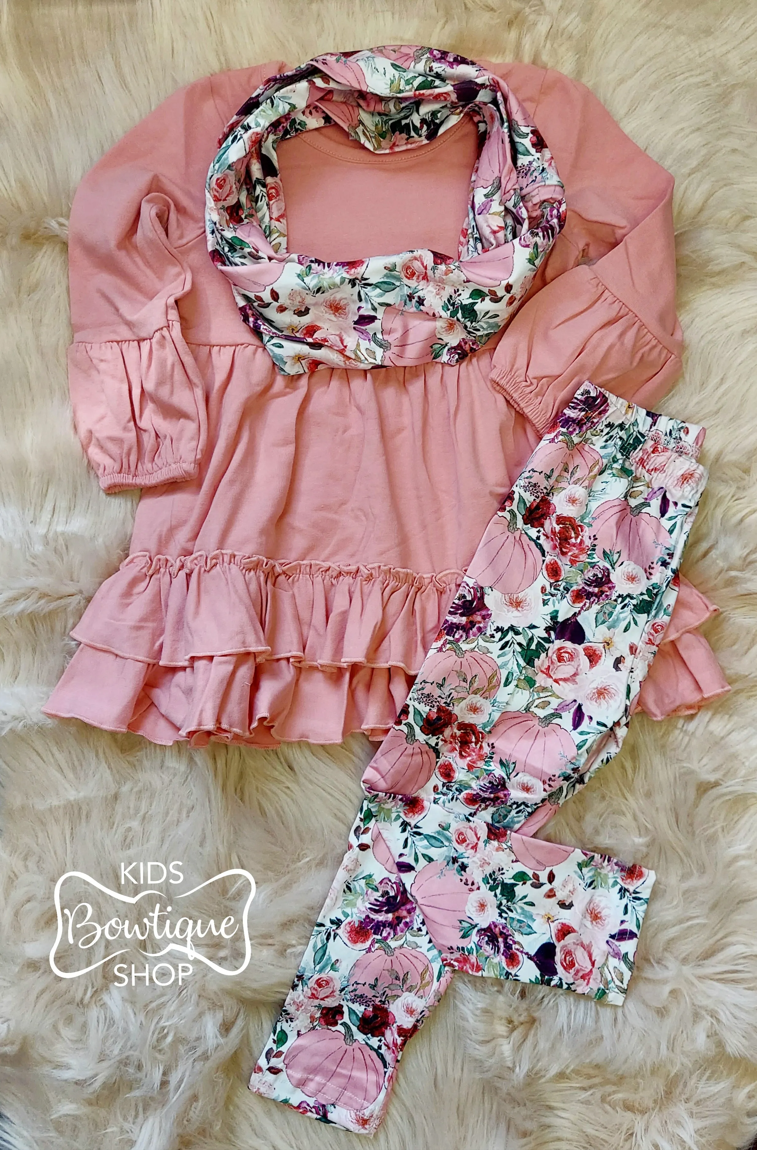 Pastel Ruffle Pumpkin 3 Piece Legging Set