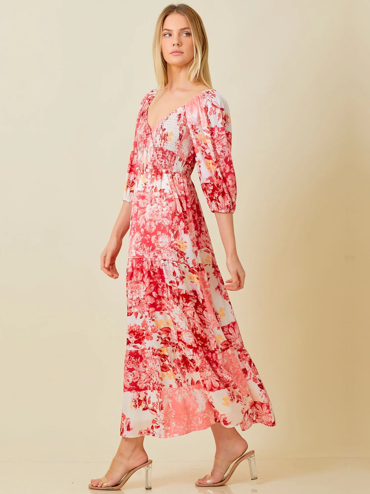 Patchwork Floral Maxi Sun Dress
