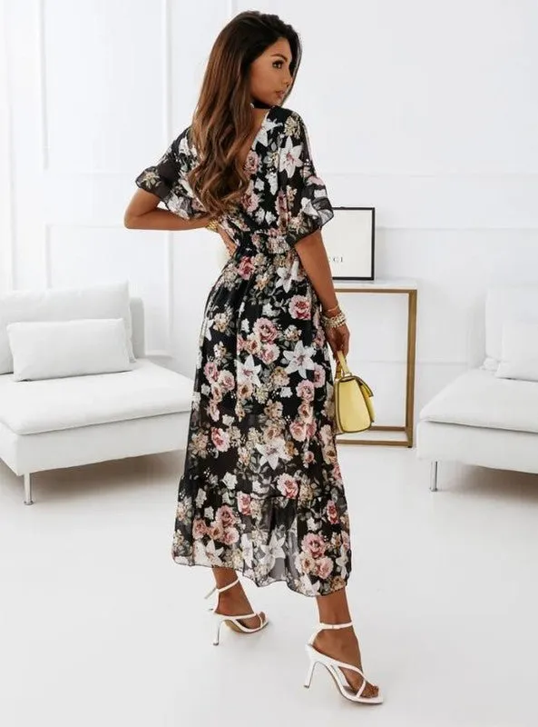 Patience - Soft Floral V neck Woman's Dress