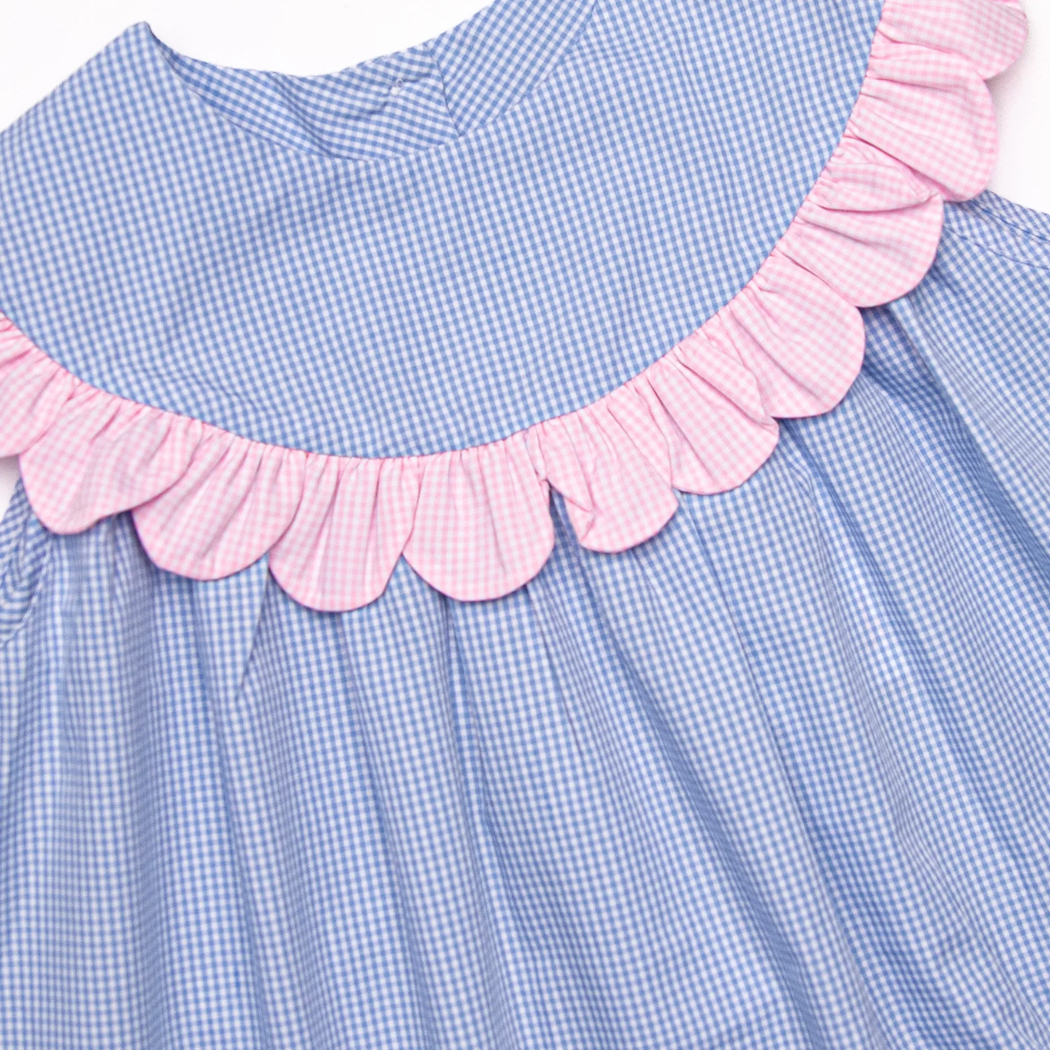 Petal Me Pretty Applique Dress, Blue Gingham