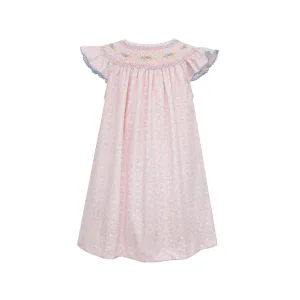 Petit Bebe Grace Angel Wing Bishop Smocked Dress - Pink Floral