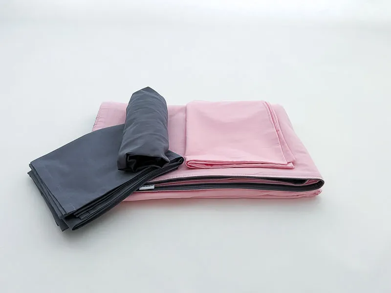 Pink and Steel Gray Toddler Crib Bedding Set