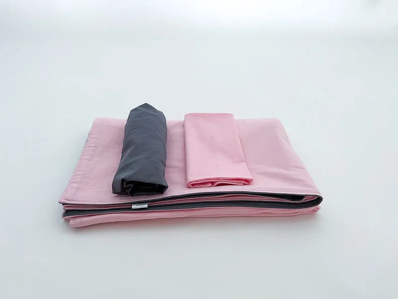 Pink and Steel Gray Toddler Crib Bedding Set