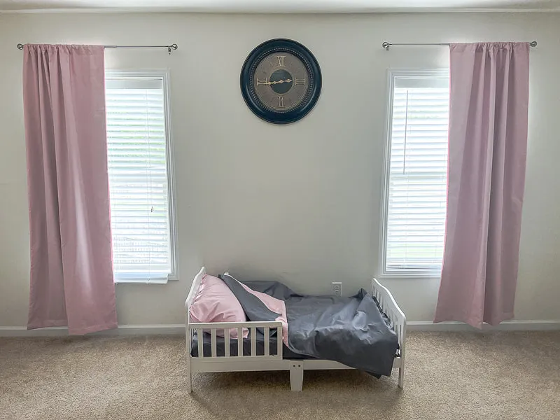Pink and Steel Gray Toddler Crib Bedding Set
