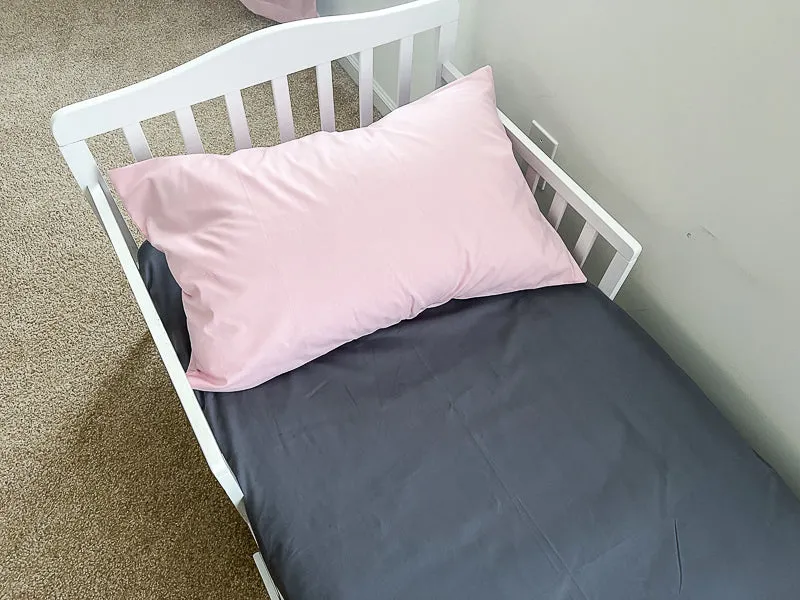 Pink and Steel Gray Toddler Crib Bedding Set