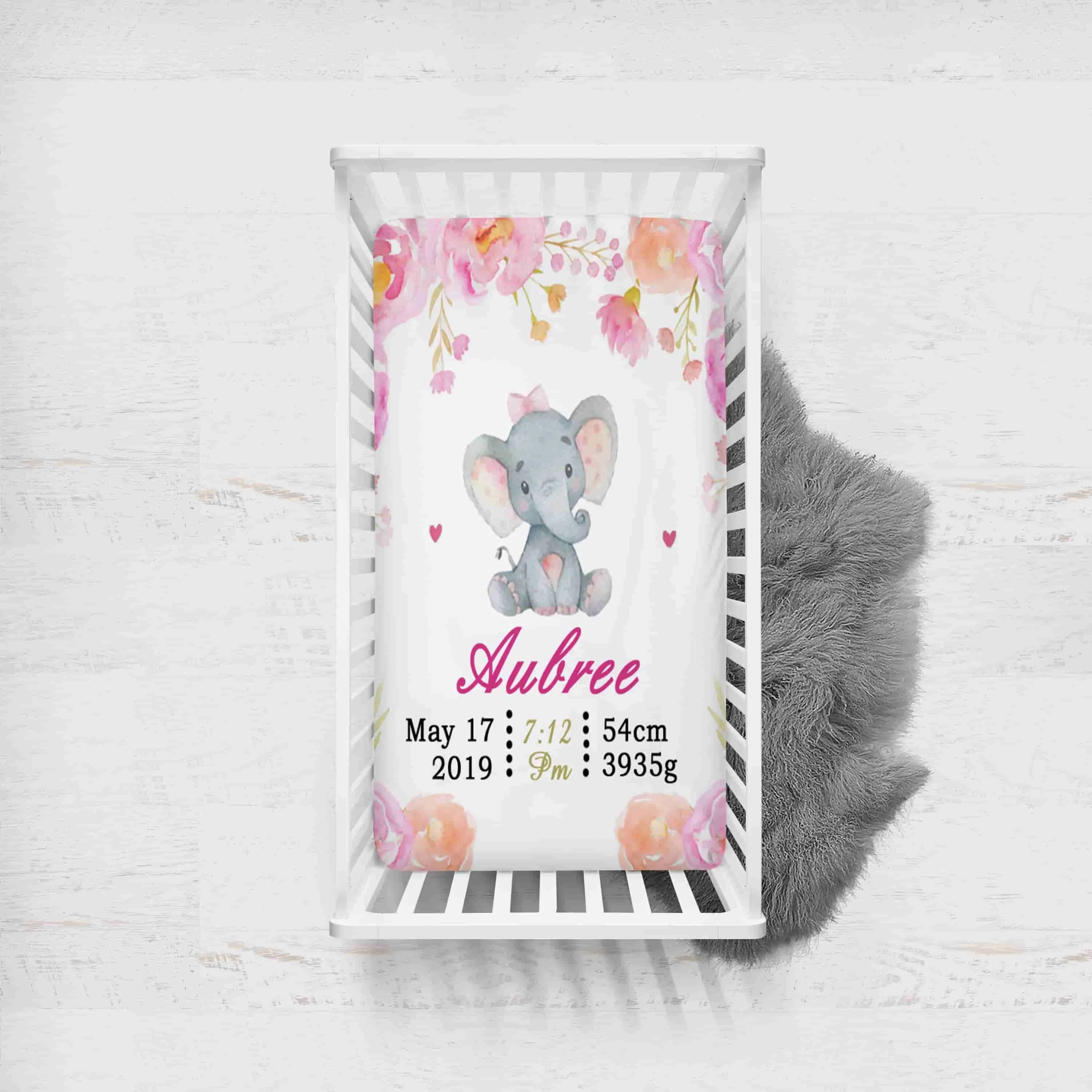 Pink and white Themed Personalised Cot Set