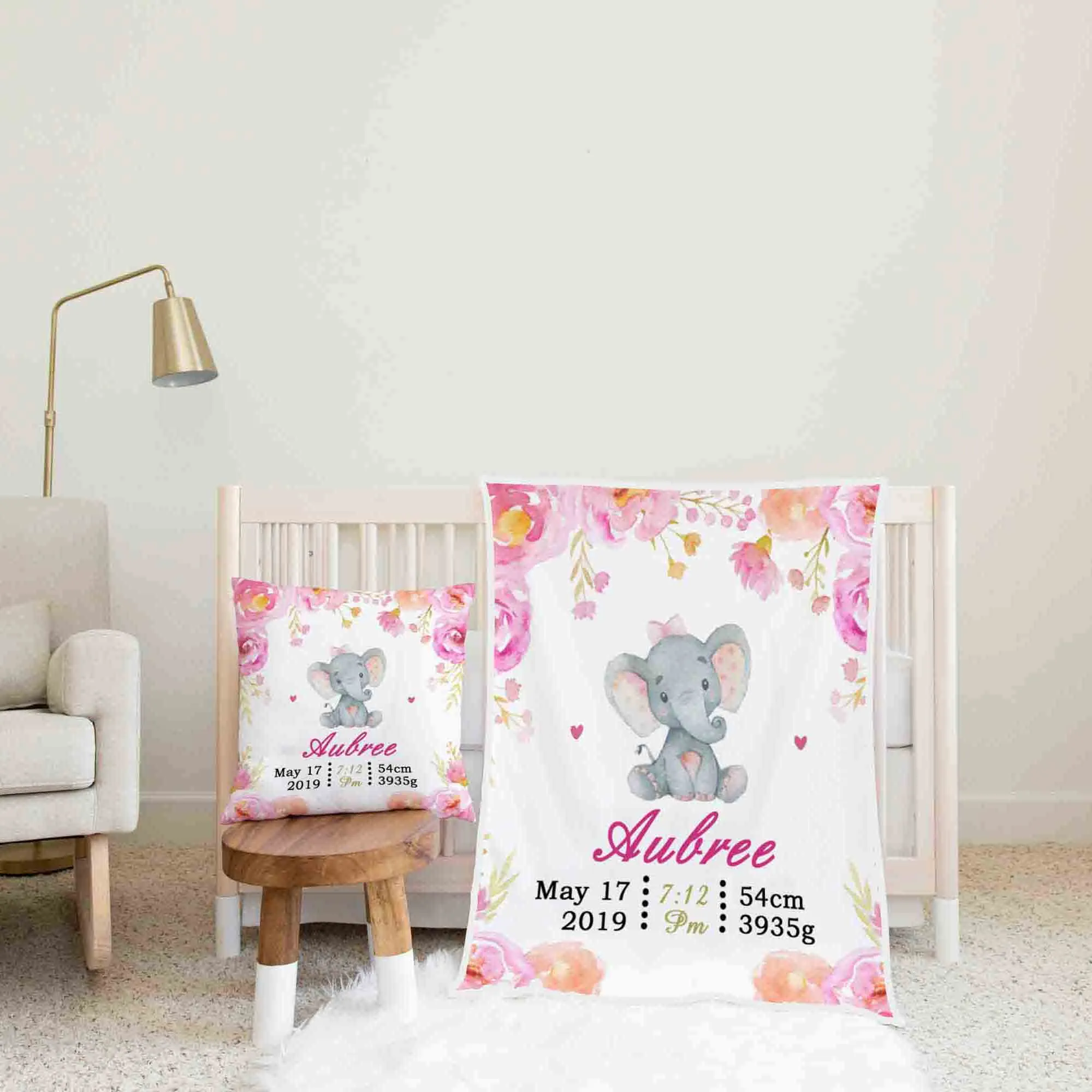 Pink and white Themed Personalised Cot Set