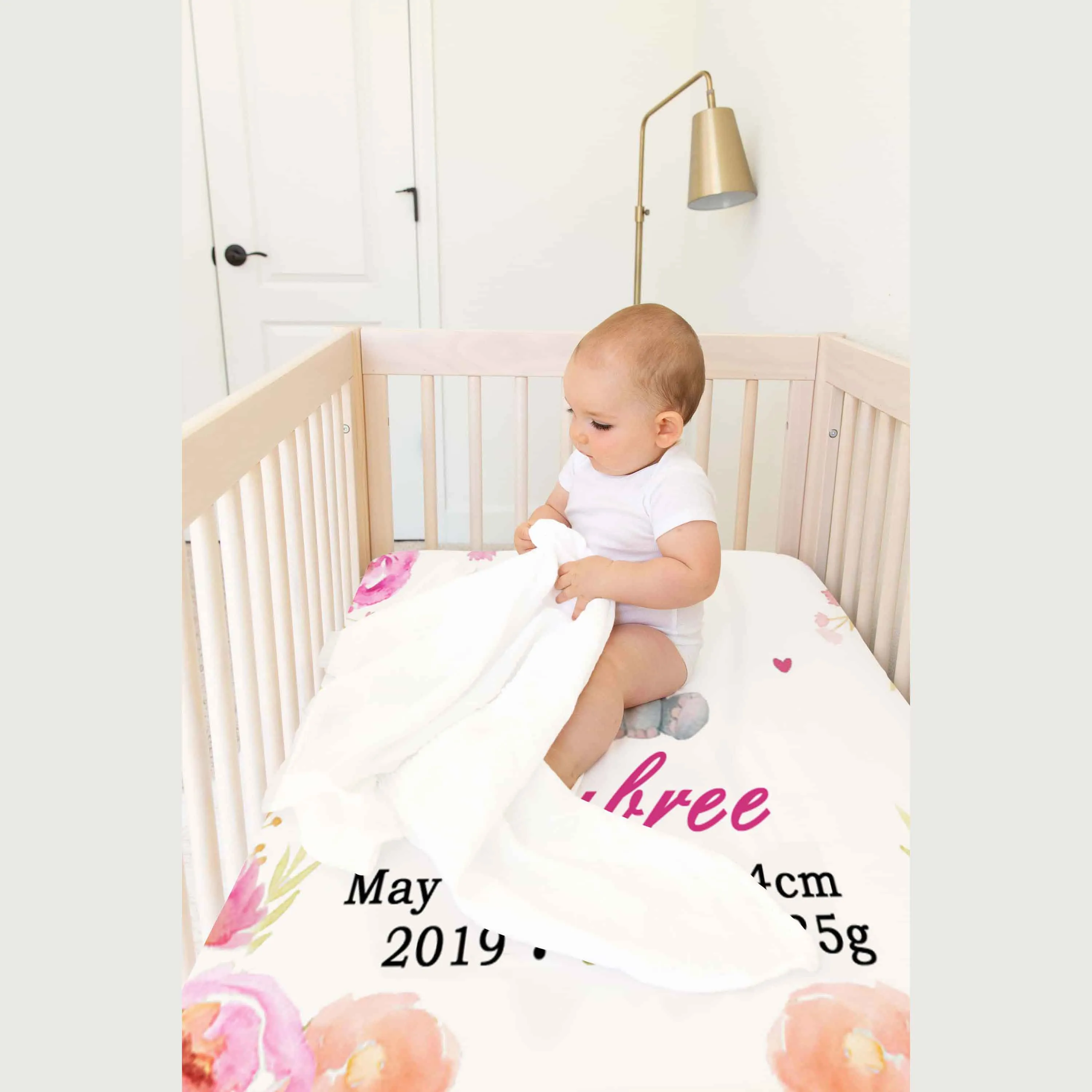 Pink and white Themed Personalised Cot Set