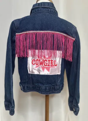 Pink Fringe "Cowgirl" Kids Denim Jacket