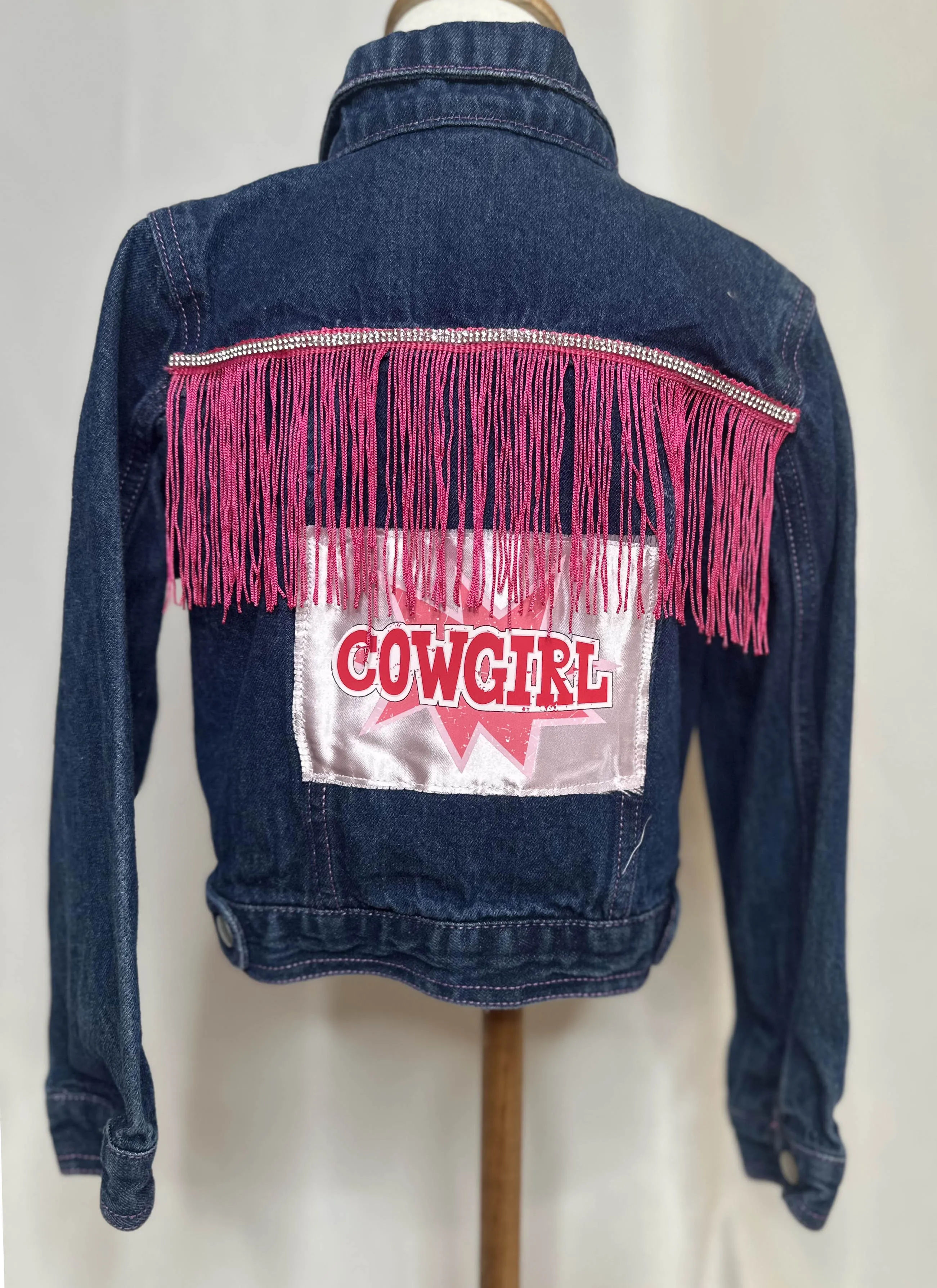 Pink Fringe "Cowgirl" Kids Denim Jacket