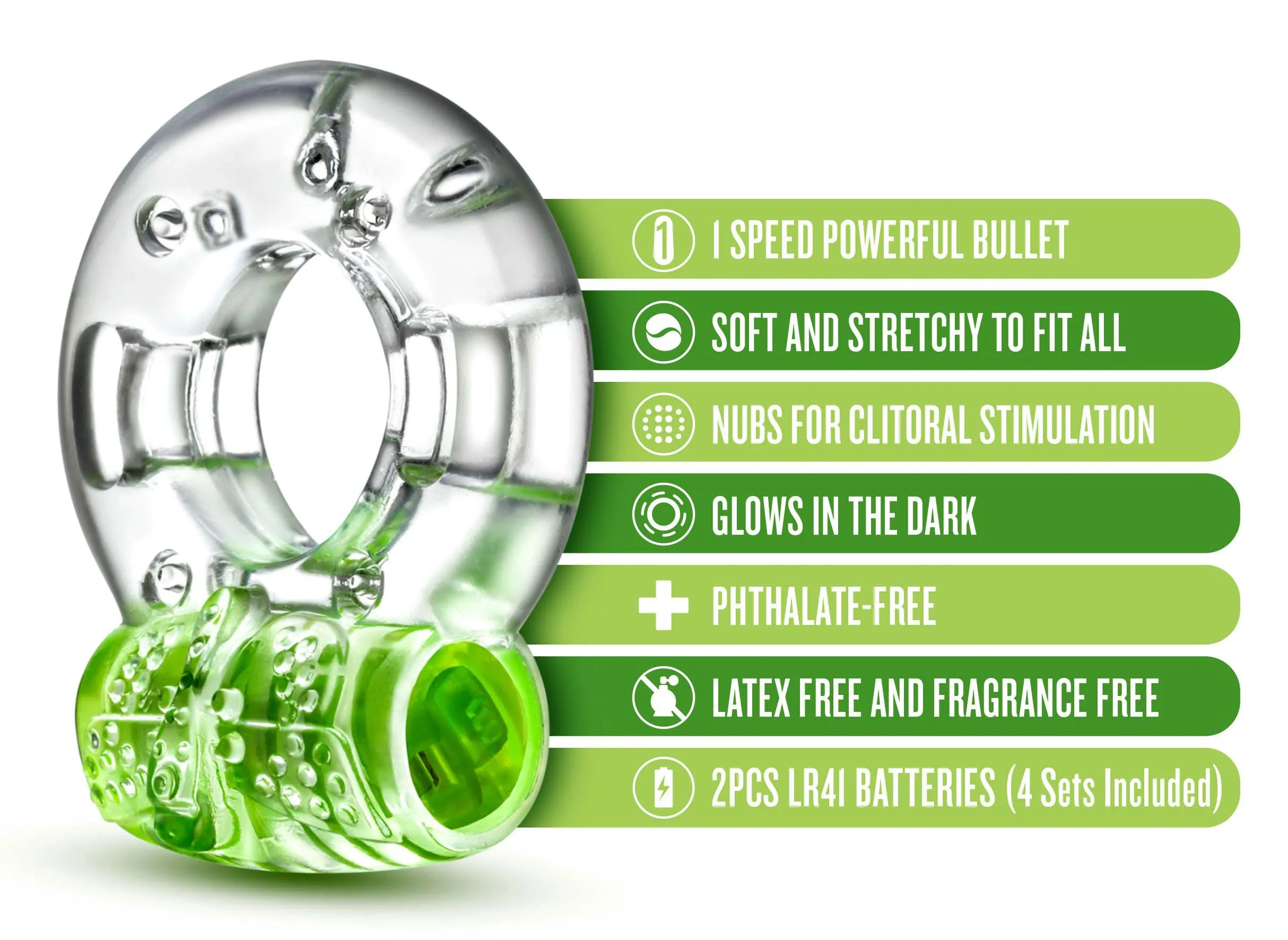 Play With Me - Arouser Vibrating C-Ring - Green