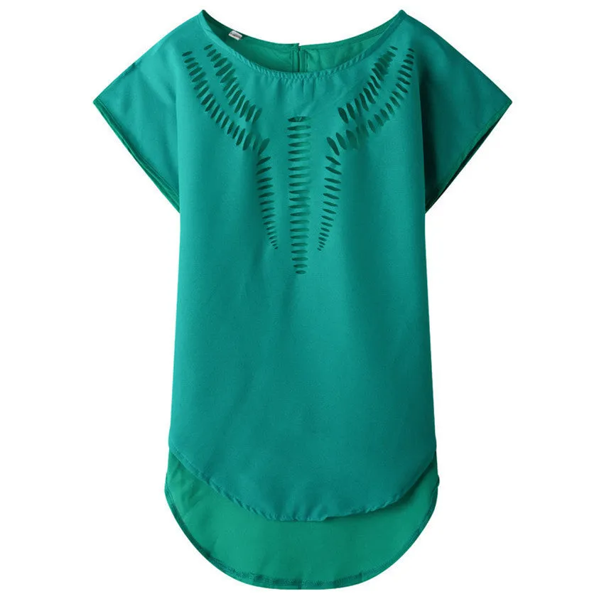 Plus Size Blouses Fashion Woman Pattern Shirts Elegant Girls Slash Casual Chiffon Solid Loose Women's Clothing Leisure