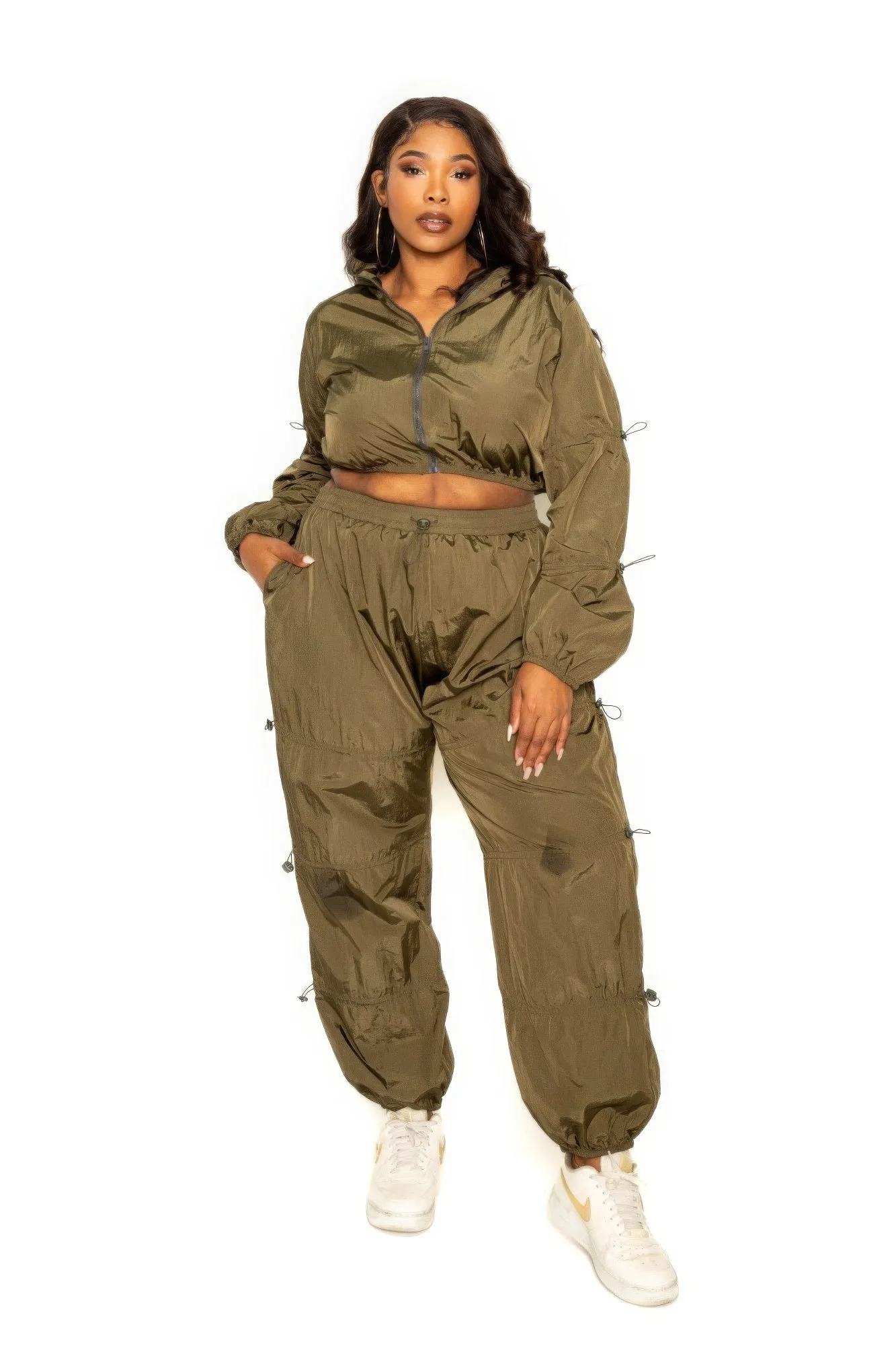 Plus Size Two-Piece Zip Up Active Wear