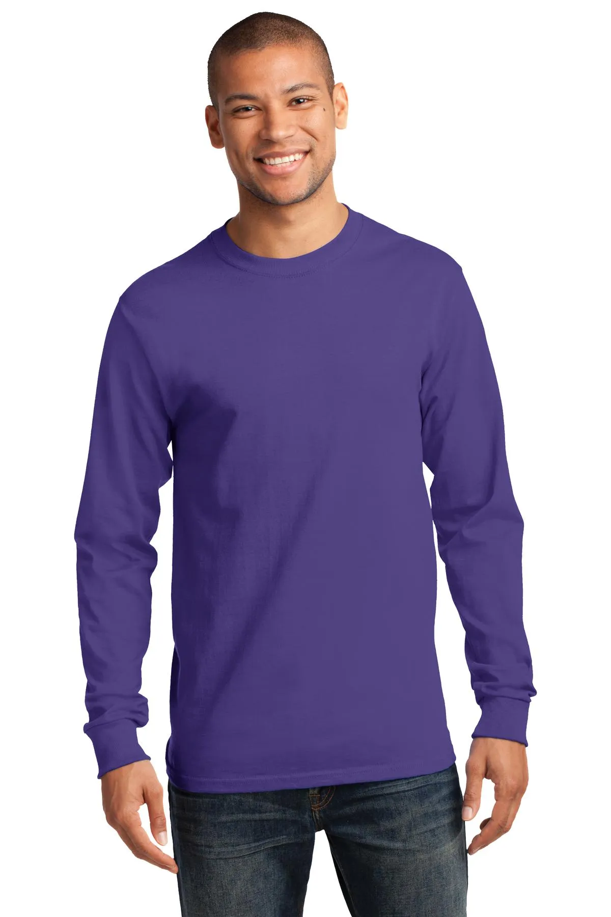 Port & Company Long Sleeve Essential Tee. PC61LS Purple