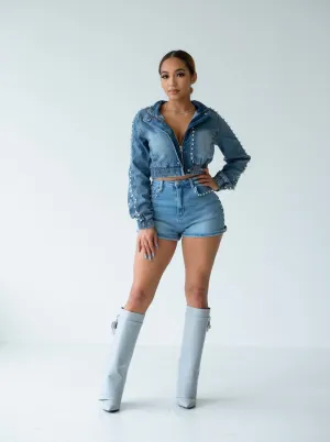 PRETTY PEARL DENIM SET