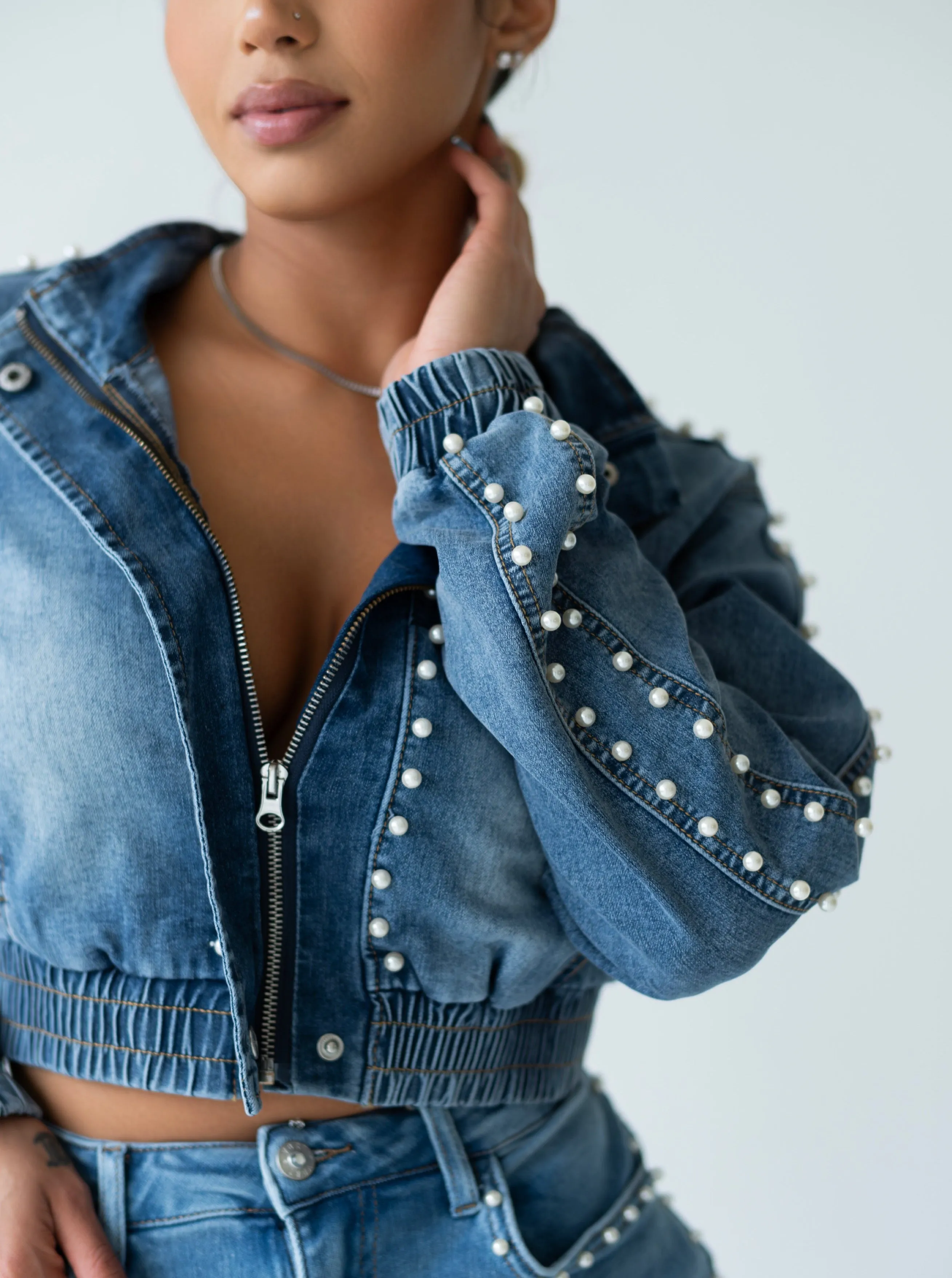PRETTY PEARL DENIM SET