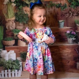 Prismatic Petals Twirly Dress