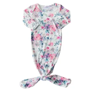Purple Floral Knotted Gown