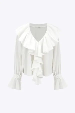 Quinley - Timeless Ruffle Style Woman's Long Sleeve Shirt