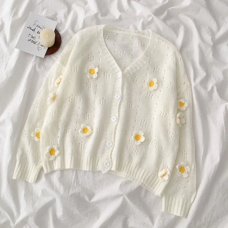 "3D FLOWERS" SWEATER KNIT CARDIGAN S032501