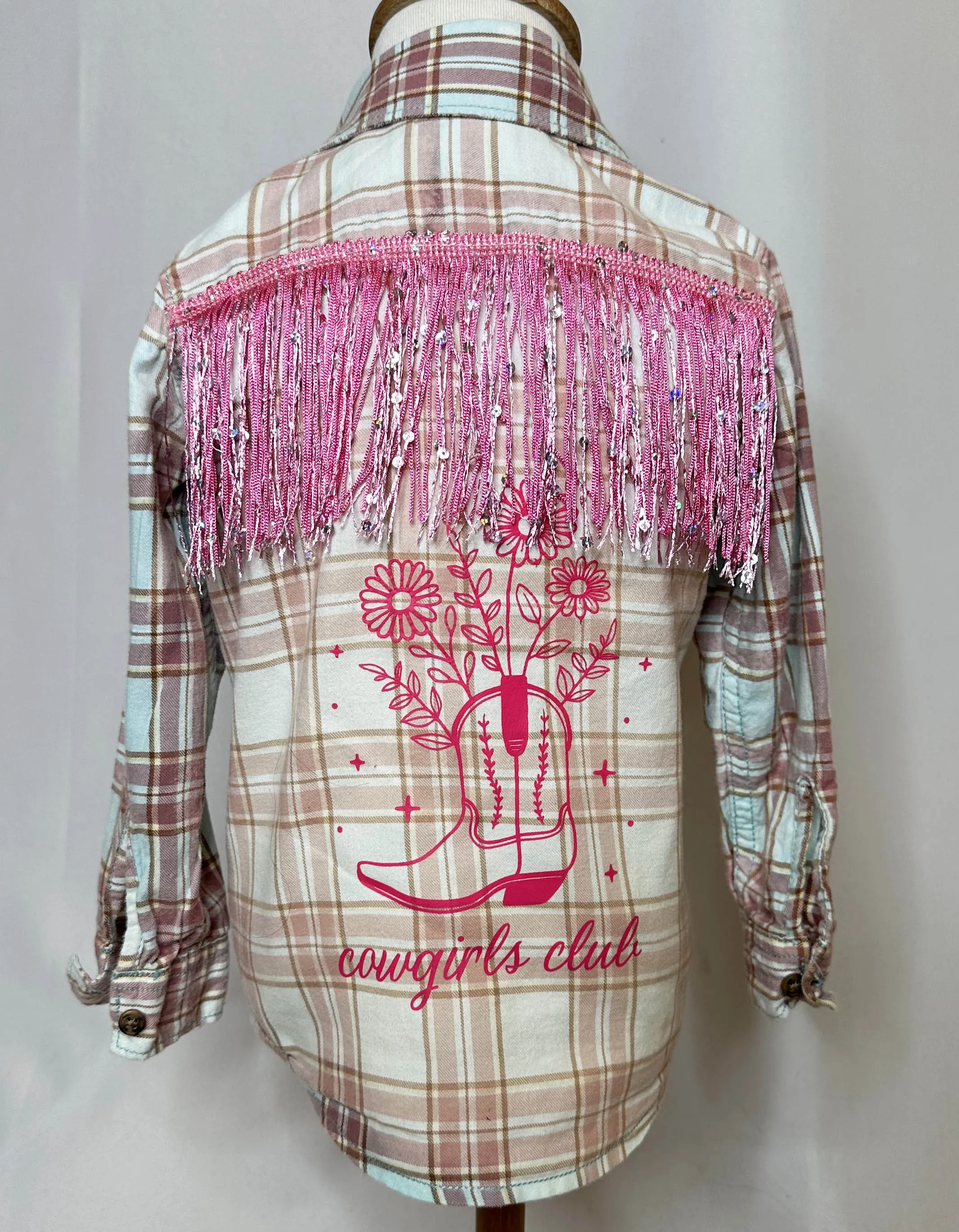 "Cowgirl Club" Pink Fringe Toddlers Flannel