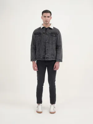 "FLORAS" Casual Sherpa Lining Denim Jacket