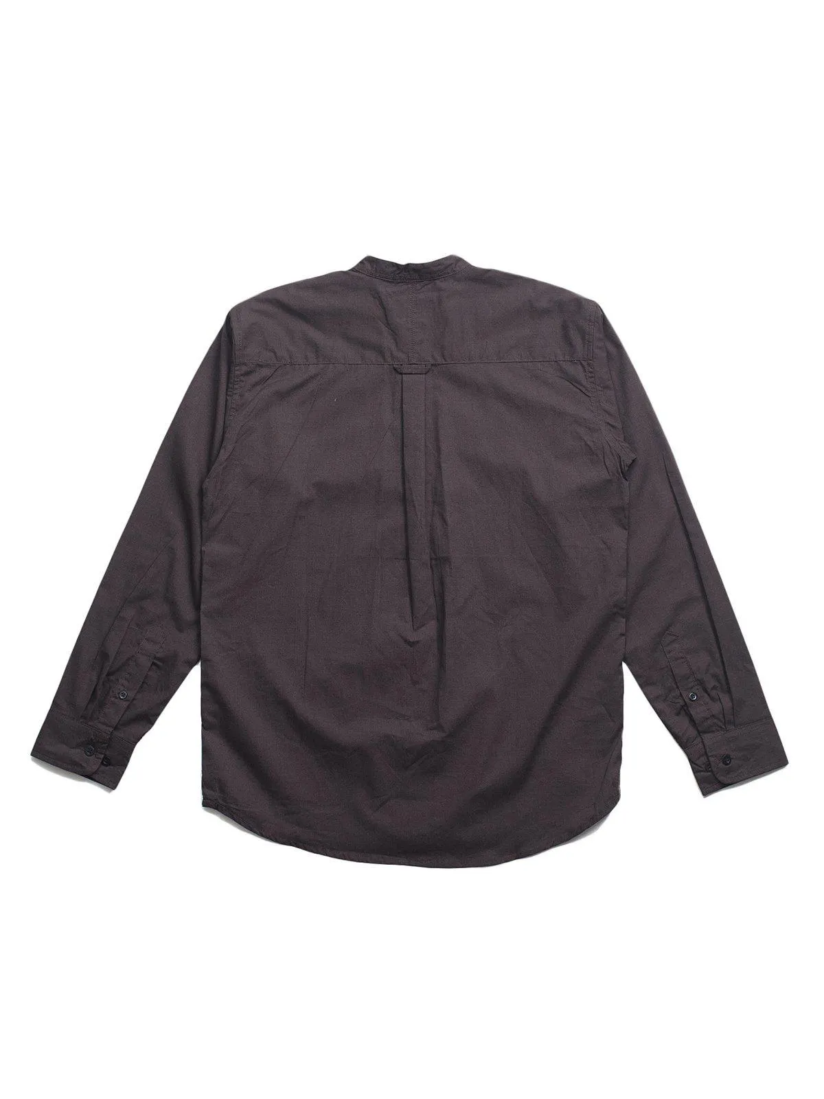Qutn Band Collar LS Brown Poplin