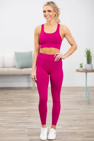Raspberry Racerback Bra and Legging Set