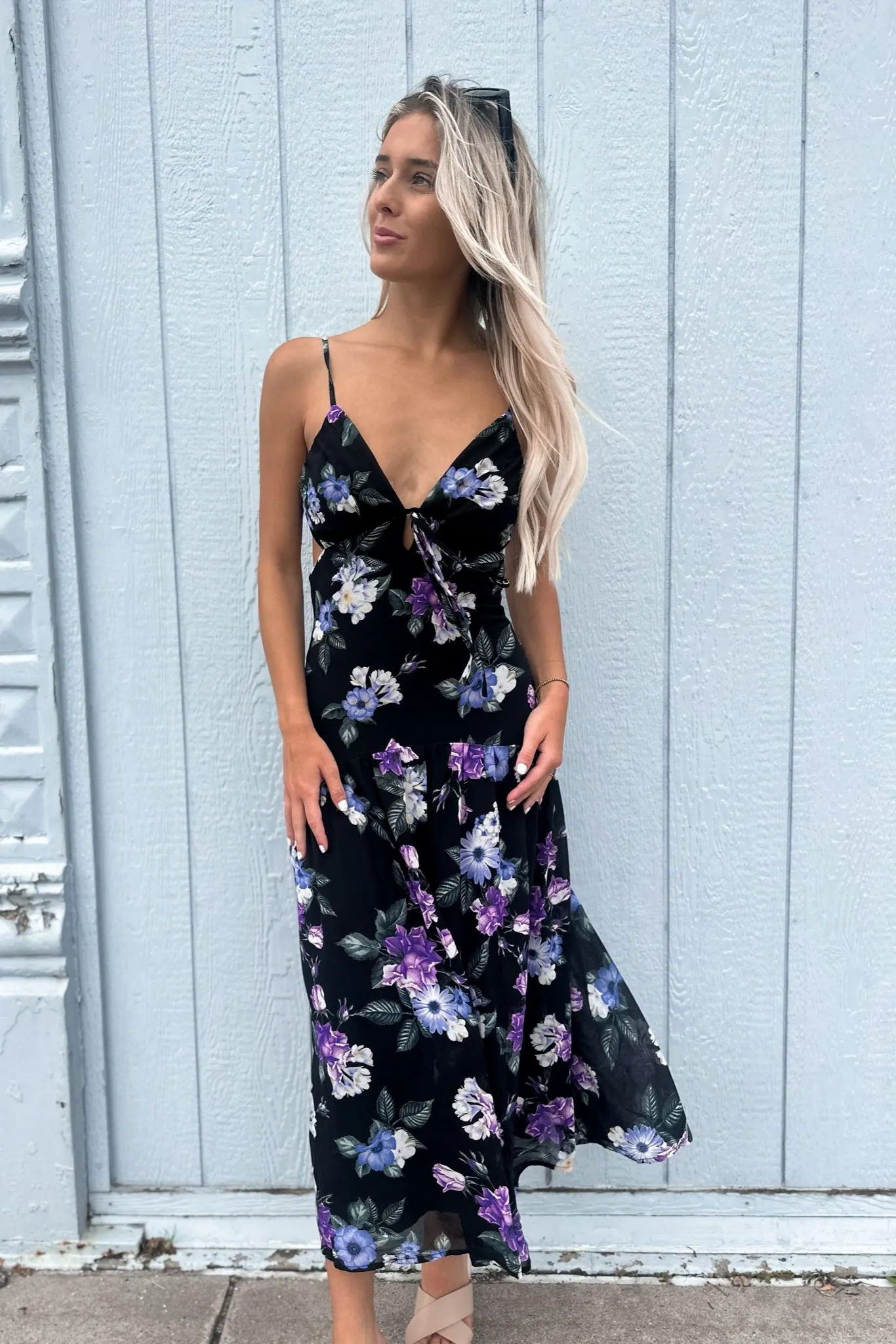 Rory Midi Dress Black/Floral- FINAL SALE