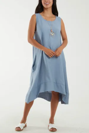 Round Neck Sleeveless Dress with Necklace
