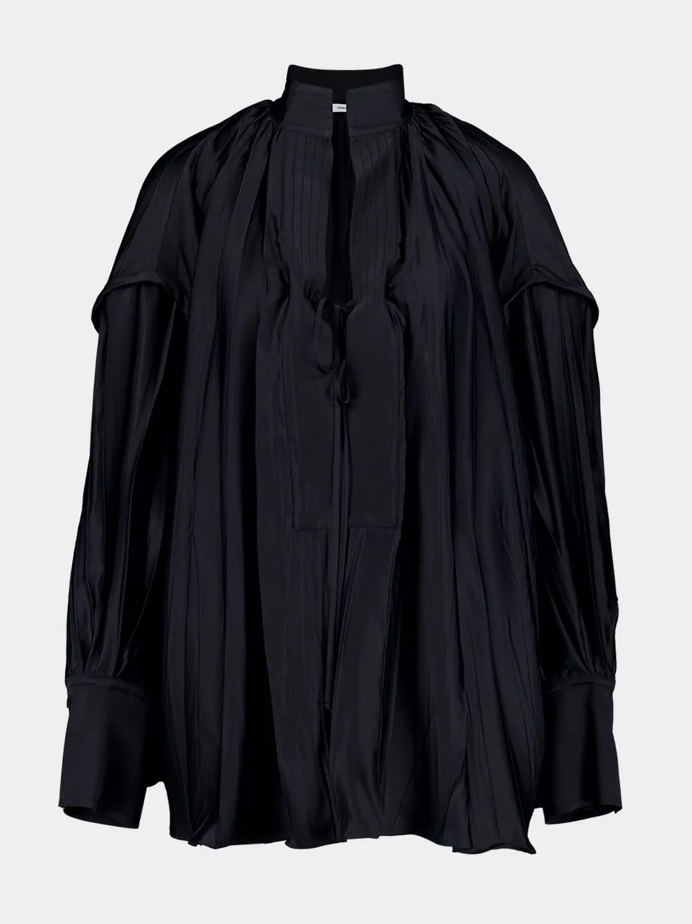 Satin Kaftan Shirt with Pleats
