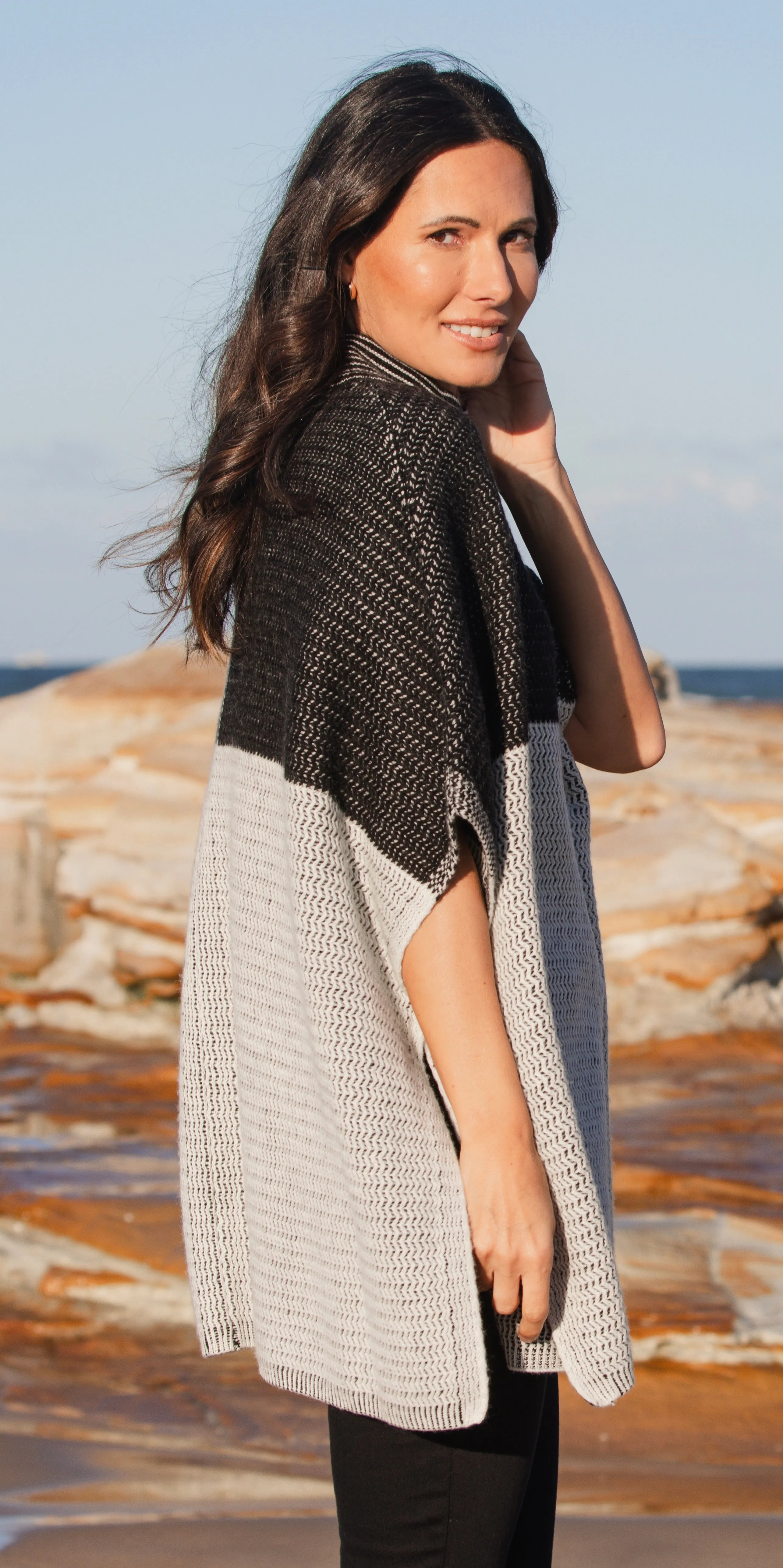 See Saw Australia - Jacquard Poncho Australian Wool Blend