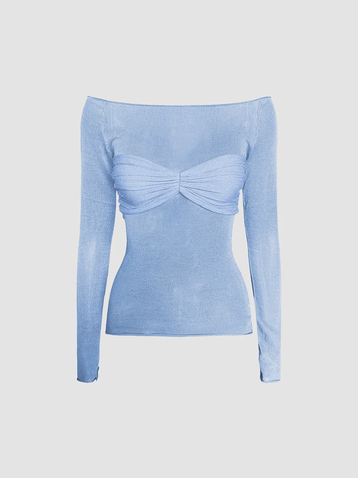 Semi-Sheer Off-Shoulder Mesh Long Sleeve Shirt