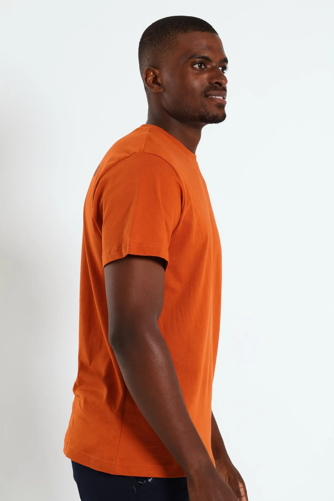 Short Sleeve Simple Dome Tee - Brown