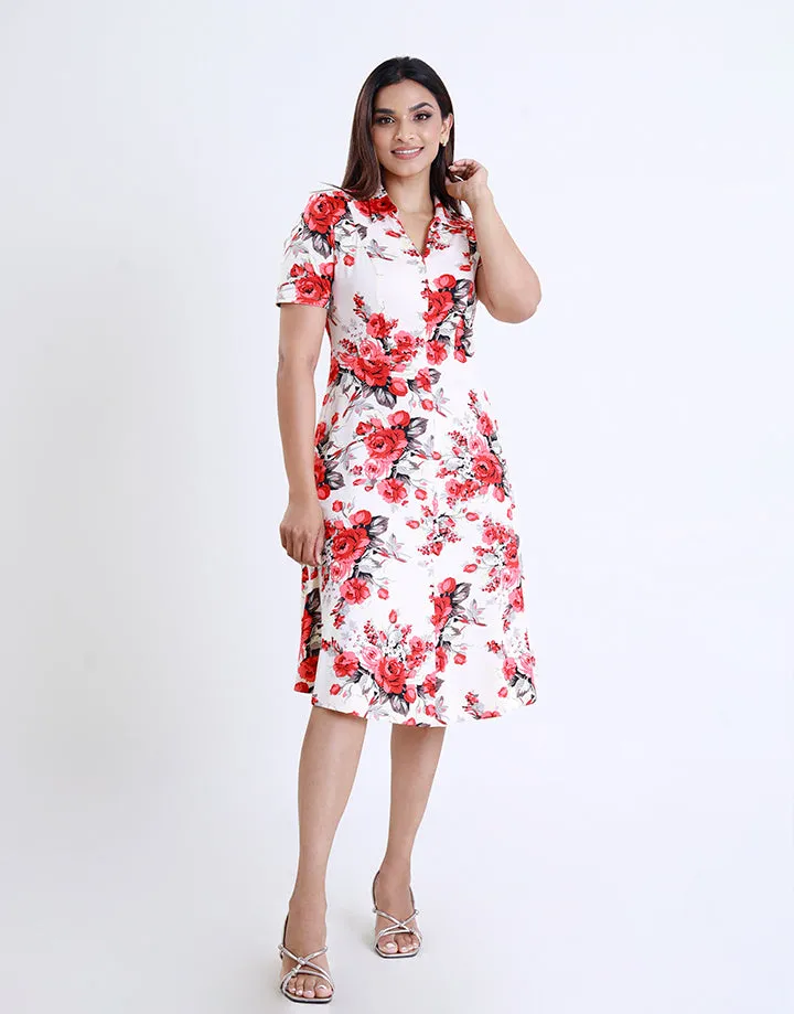 Short Sleeve Zipped Neck Dress