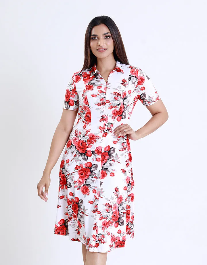 Short Sleeve Zipped Neck Dress